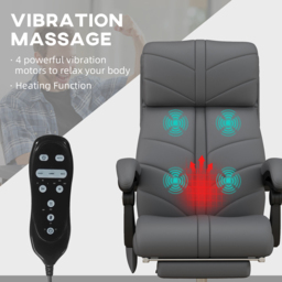 Portland Grey PU Leather Vibration Massage and Heat Office Chair with Footrest - Size: 117 x 70 x 64cm - Wilko - thumbnail 5