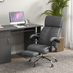 Portland Grey PU Leather Vibration Massage and Heat Office Chair with Footrest - Size: 117 x 70 x 64cm - Wilko - thumbnail 4