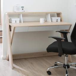 Alphason Aspen Single Drawer Light Oak and White Office Desk - Size: 99 x 120 x 58cm - Light Oak/White - Wilko - thumbnail 1