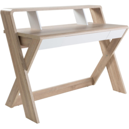 Alphason Aspen Single Drawer Light Oak and White Office Desk - Size: 99 x 120 x 58cm - Light Oak/White - Wilko - thumbnail 3