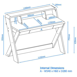 Alphason Aspen Single Drawer Light Oak and White Office Desk - Size: 99 x 120 x 58cm - Light Oak/White - Wilko - thumbnail 5