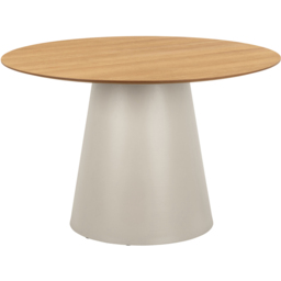 Florence Soli 4 Seater Round Dining Table Set Oak Grey and Beige - Oak & Grey/Beige - Wilko - thumbnail 3