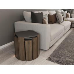 Decorotika Lori 3 Piece Anthracite and Walnut Nesting Coffee Table - Size: 41 x 44.5 x 44.5cm - Multi - Wilko - thumbnail 4