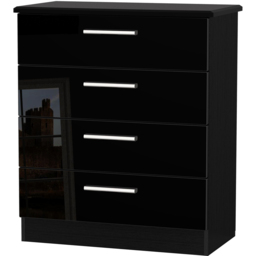 Crowndale Knightsbridge 4 Drawer Black Gloss and Black Chest of Drawers Ready Assembled - Black Gloss & Black - Wilko - thumbnail 3