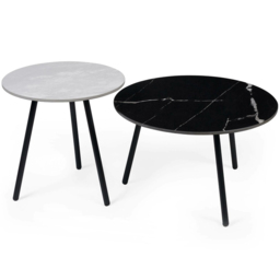 Julian Bowen Casper Grey and Black Marble Effect Sintered Stone Top Side Table Set of 2 - Size: 45 x 50 x 50cm - Wilko - thumbnail 3