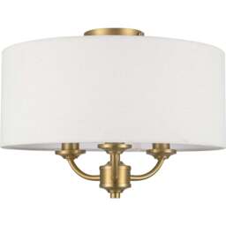 Cosylyte Winston 3 Light Faux Linen Outer Shade Ceiling Light - Size: 19.5 x 39.5 x 39.5cm - Gold - Wilko