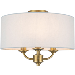 Cosylyte Winston 3 Light Faux Linen Outer Shade Ceiling Light - Size: 19.5 x 39.5 x 39.5cm - Gold - Wilko - thumbnail 4