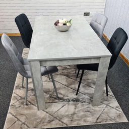 Portland Velvet 4 Seater Dining Set Stone Grey and Grey Black - Wilko