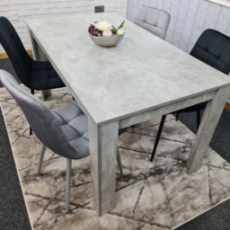 Portland Velvet 4 Seater Dining Set Stone Grey and Grey Black - Wilko - thumbnail 5
