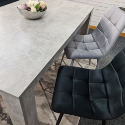 Portland Velvet 4 Seater Dining Set Stone Grey and Grey Black - Wilko - thumbnail 3