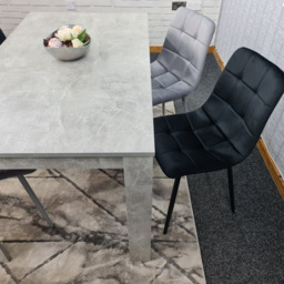 Portland Velvet 4 Seater Dining Set Stone Grey and Grey Black - Wilko - thumbnail 4
