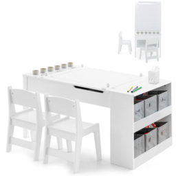 Costway 2 in 1 White Kids Art Table and Chair Set - Size: 101 x 71 x 15cm - Wilko - thumbnail 4