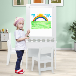 Costway 2 in 1 White Kids Art Table and Chair Set - Size: 101 x 71 x 15cm - Wilko - thumbnail 5