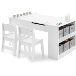 Costway 2 in 1 White Kids Art Table and Chair Set - Size: 101 x 71 x 15cm - Wilko - thumbnail 3