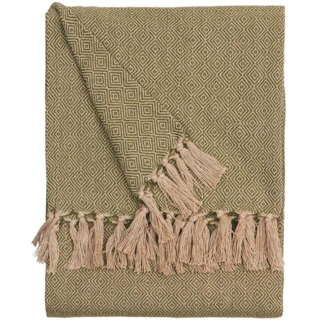 Furn Dessa Green Geometric Woven Throw 130 x 180cm - Wilko - image 1