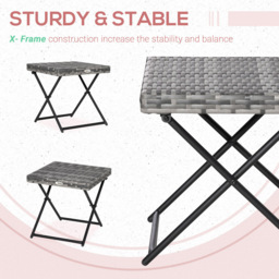 Outsunny Grey Rattan Foldable Square Coffee Table - Size: 40 x 40 x 40cm - Wilko - thumbnail 7