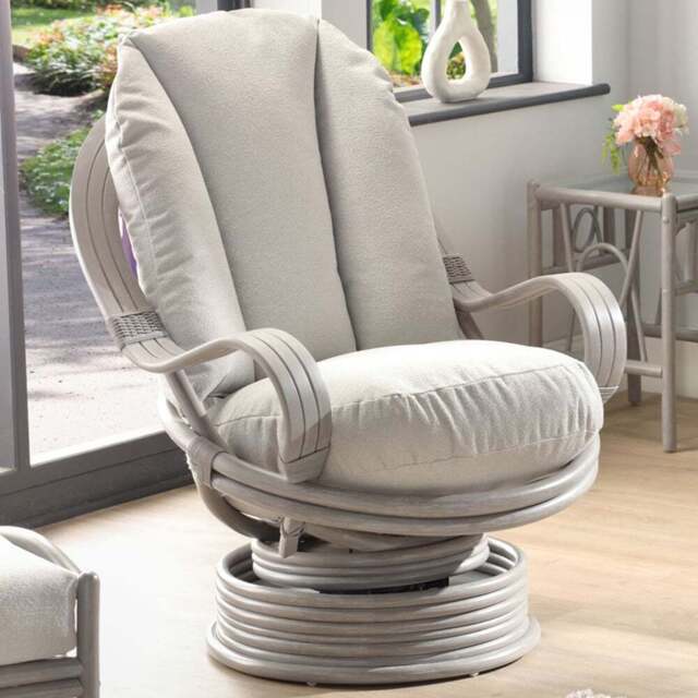 Desser Furniture Bali Grey Natural Rattan Alba Dusk Swivel Rocking Chair - Size: Single - Wilko - image 1