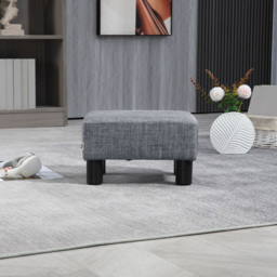 HOMCOM Small Grey Linen Fabric Footstool - Size: 17 x 33 x 43cm - Wilko - thumbnail 5