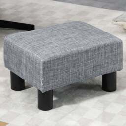 HOMCOM Small Grey Linen Fabric Footstool - Size: 17 x 33 x 43cm - Wilko