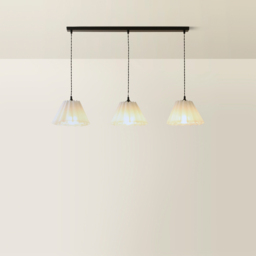 ValueLights Lauren White Pleat 3 Drop Bar Matte Black Diner LED Ceiling Pendant Light - Size: 123.5 x 98 x 25cm - Wilko - thumbnail 6