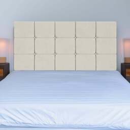 Bedmaster Super King Cream Naples Velvet Pearl Squared Headboard - Wilko