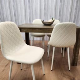 Portland 4 Seater Dining Set Rustic Effect and Cream Gem - Multi - Wilko - thumbnail 3