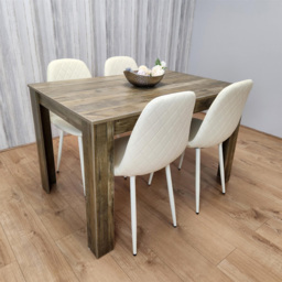 Portland 4 Seater Dining Set Rustic Effect and Cream Gem - Multi - Wilko - thumbnail 5