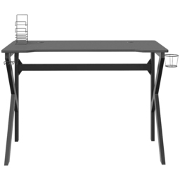 vidaXL K-Shaped Leg Gaming Desk with Headphone Holder Black 110cm - Size: 75 x 110 x 60cm - Wilko - thumbnail 4