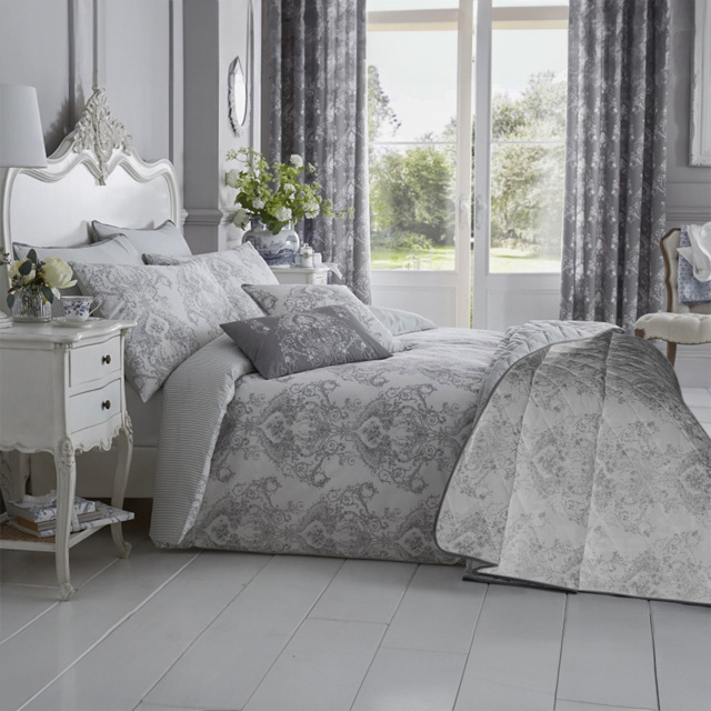 Bellissimo Home King Size Grey Toile Duvet Set - Multi - Wilko - image 1
