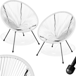 tectake Retro 2 Piece White Garden Chair Set - Size: 78 x 70.5 x 69cm - Wilko - thumbnail 3