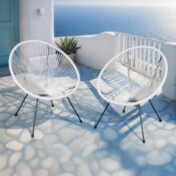 tectake Retro 2 Piece White Garden Chair Set - Size: 78 x 70.5 x 69cm - Wilko - thumbnail 1