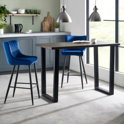 Julian Bowen Brooklyn 2 Seater Bar Dining Set Dark Oak and Blue - Brown - Wilko