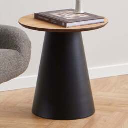 Florence Soli Round Black and Oak Coffee Table - Size: 48 x 45 x 45cm - Multi - Furniture To Go - Wilko - thumbnail 1