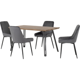 Seconique Quebec Medium Oak Effect Straight Edge 4 Seater Avery Dining Set Grey - Wilko - thumbnail 3