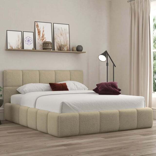 DS Living Ovella King Size Latte Cubed Ottoman Bed - Brown - Wilko - image 1