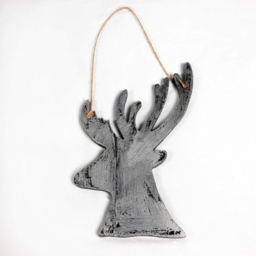 Shatchi Silver Deer Wooden Hanging Christmas Decoration 26cm - Size: 28 x 12 x 6cm - Wilko - thumbnail 4