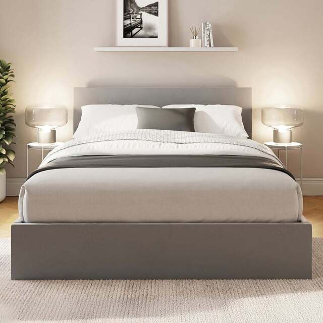 GFW King Size Charcoal Grey Velvet End Lift Ottoman Bed with Memory Pocket Spring Mattress - Wilko - image 1