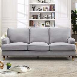 Woodbury 3 Seater Grey Velvet Sofa - Artemis Home - Wilko
