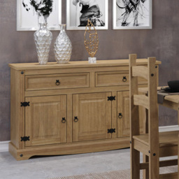 Corona 3 Door and 2 Drawer Antique Wax Finish Medium Sideboard - Size: 43 x 132 x 80cm - Brown - Wilko - thumbnail 7