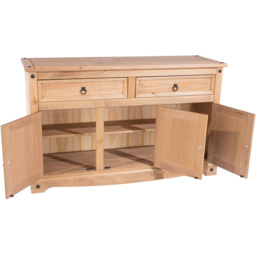 Corona 3 Door and 2 Drawer Antique Wax Finish Medium Sideboard - Size: 43 x 132 x 80cm - Brown - Wilko - thumbnail 5