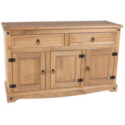 Corona 3 Door and 2 Drawer Antique Wax Finish Medium Sideboard - Size: 43 x 132 x 80cm - Brown - Wilko - thumbnail 4