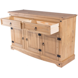 Corona 3 Door and 2 Drawer Antique Wax Finish Medium Sideboard - Size: 43 x 132 x 80cm - Brown - Wilko - thumbnail 6