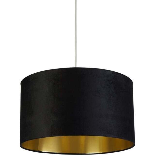 Lighting Collection Black Brushed Gold Inner Velvet Drum Shade 50cm - Size: 28 x 50 x 50cm - Wilko - image 1