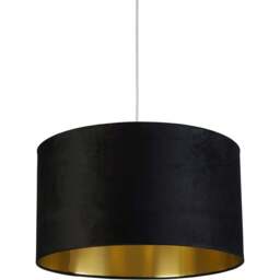Lighting Collection Black Brushed Gold Inner Velvet Drum Shade 50cm - Size: 28 x 50 x 50cm - Wilko - thumbnail 1