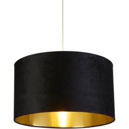 Lighting Collection Black Brushed Gold Inner Velvet Drum Shade 50cm - Size: 28 x 50 x 50cm - Wilko - thumbnail 4
