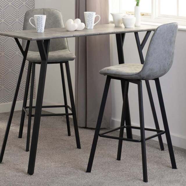 Seconique Quebec Grey Faux Leather Bar Stool Set of 2 - Wilko - image 1