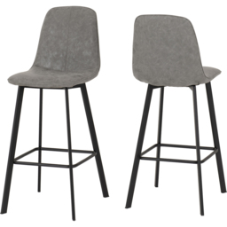 Seconique Quebec Grey Faux Leather Bar Stool Set of 2 - Wilko - thumbnail 3
