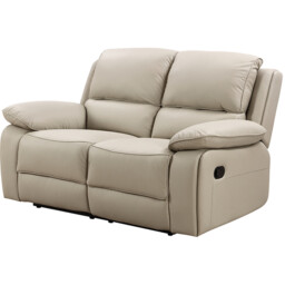 Salerno 2 Seater Light Grey Leather Manual Recliner Sofa - Wilko - thumbnail 2
