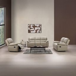 Salerno 2 Seater Light Grey Leather Manual Recliner Sofa - Wilko - thumbnail 5