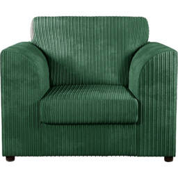 Luxor Single Seater Green Jumbo Cord Armchair - Wilko - thumbnail 3